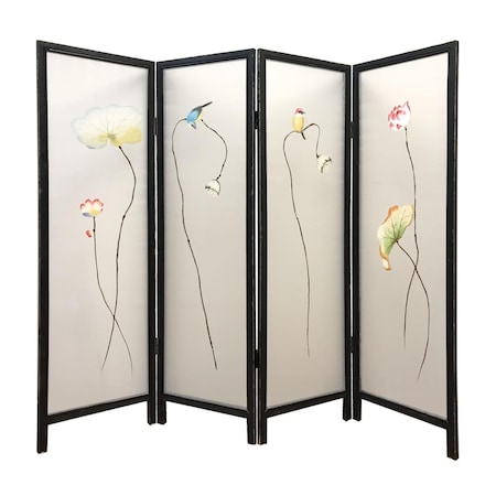 Palacedesigns 78 x 1 x 63 in. Multicolor Fabric & Wood Flourshing Screen PA3088439